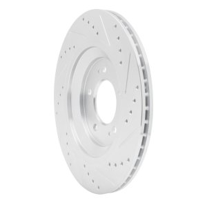 Hyundai Elantra N Brake Rotor (1) - Rear Left - R1 Concepts - Drilled & Slotted - Silver - `19-`25